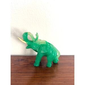 Vintage Acrylic Jade Elephant Statue Figurine SEE PHOTOS
